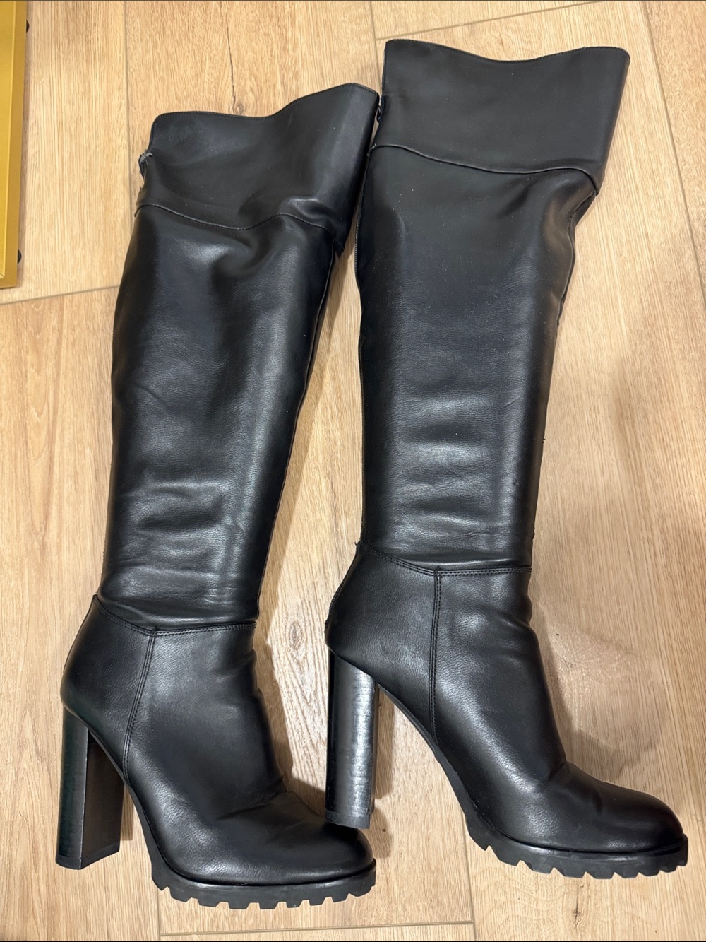 ALDO Black Leather Knee-High High Heel Boots - Worn Once indoors!